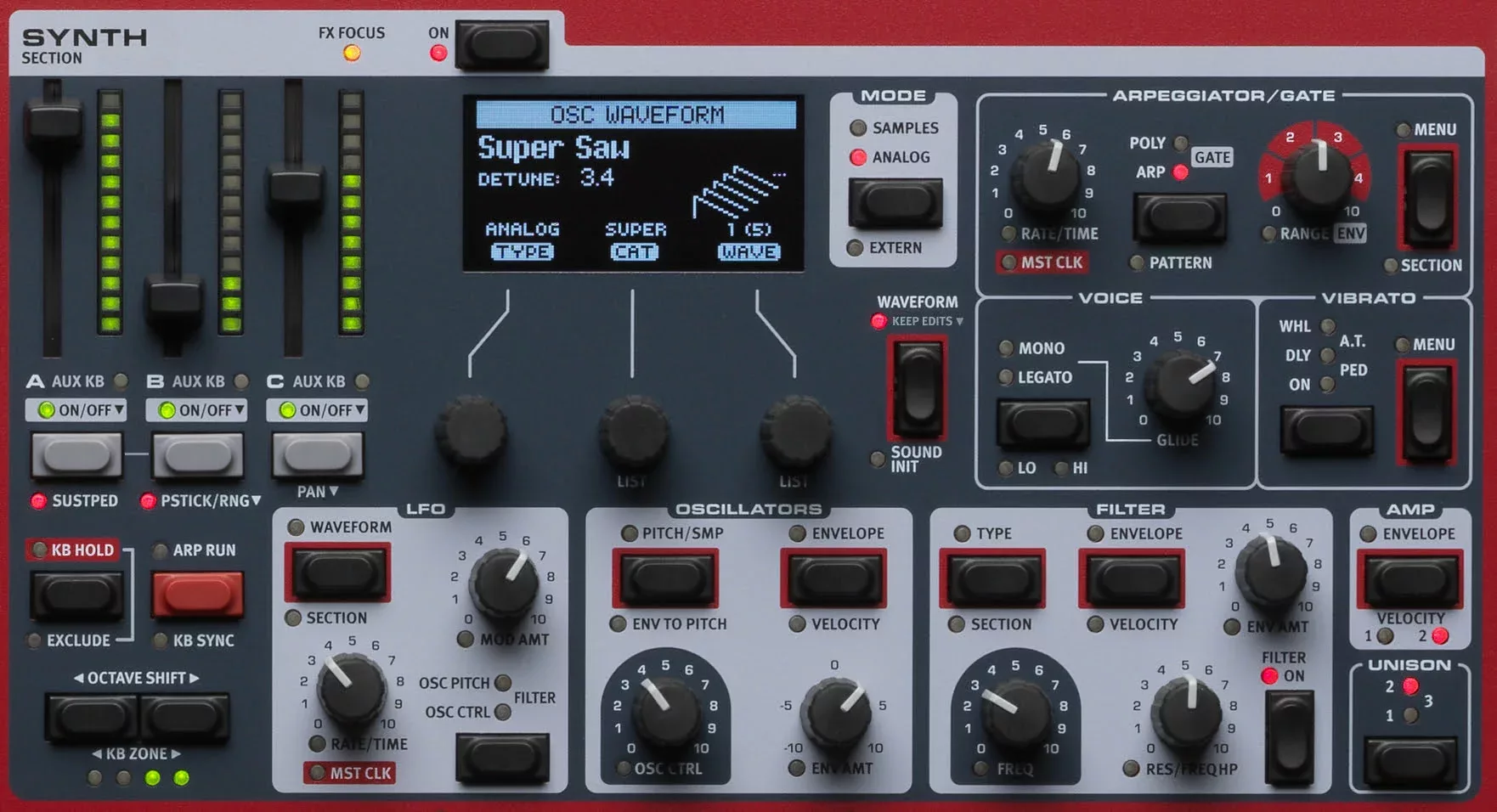 Nord Stage 4 synth panel