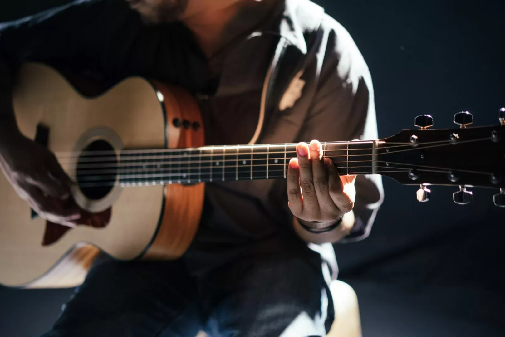 man playing an acoutic guitar