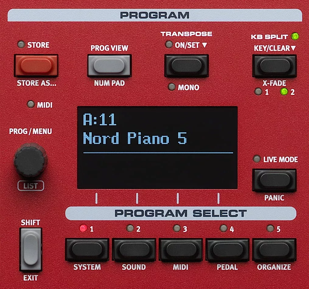 Nord Piano 5 sample library program select