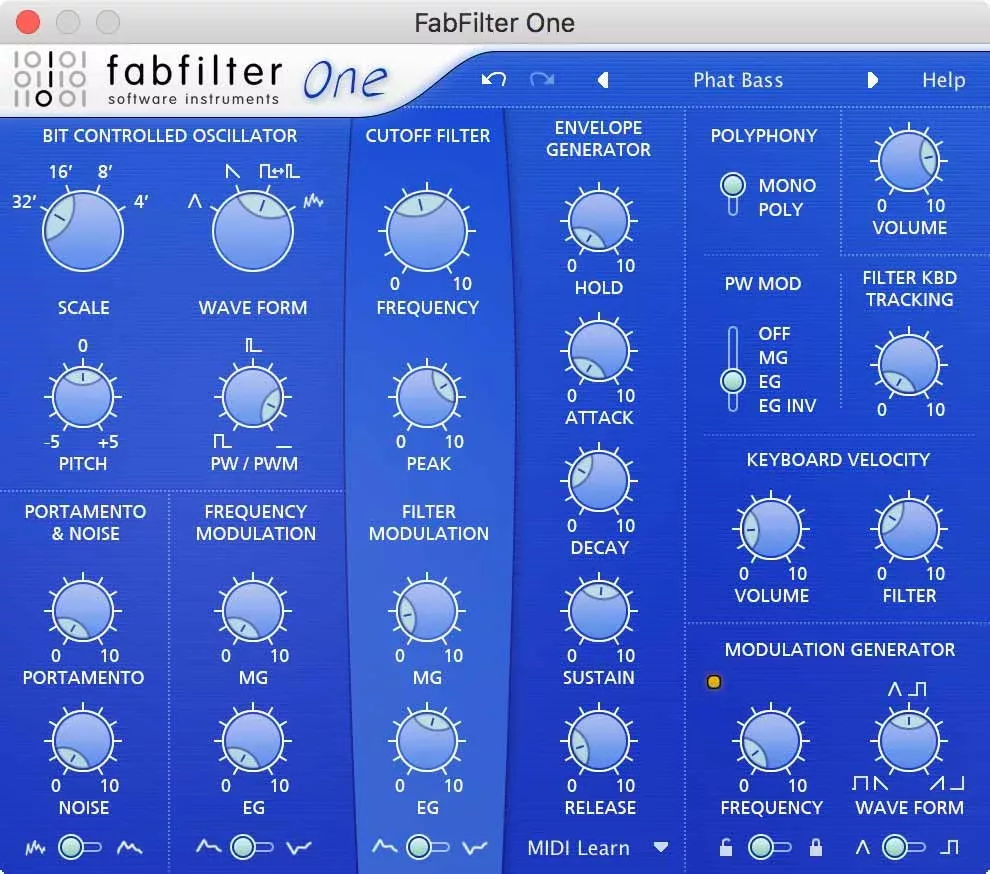 fabfilter one vst software interface