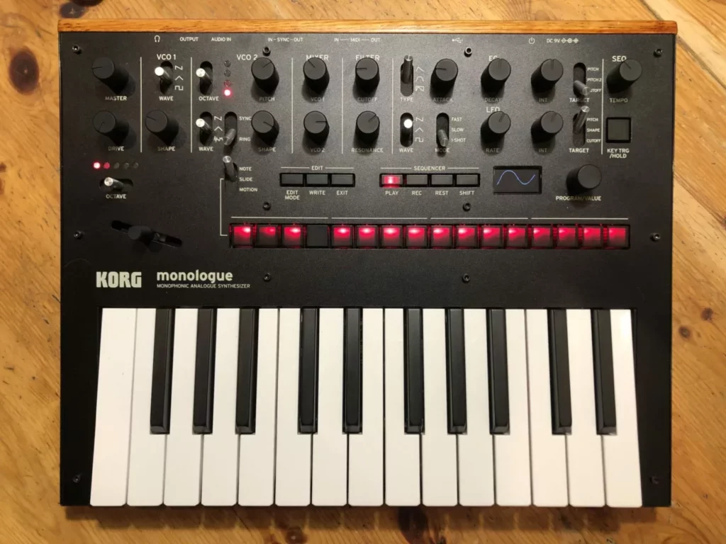 Korg Monologue synth top-down perspective
